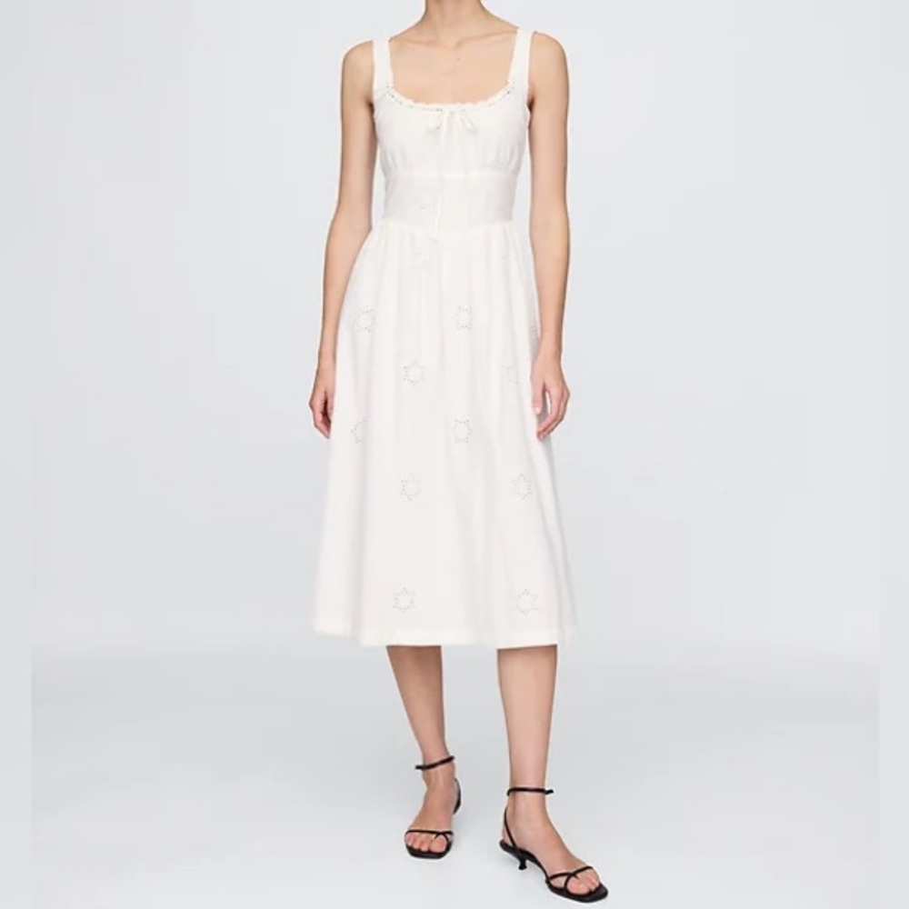 Gap Scoop Neck White Eyelet Maxi Sundress
